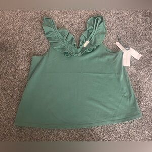 Treasure & Bond Green Ruffle Tank Top